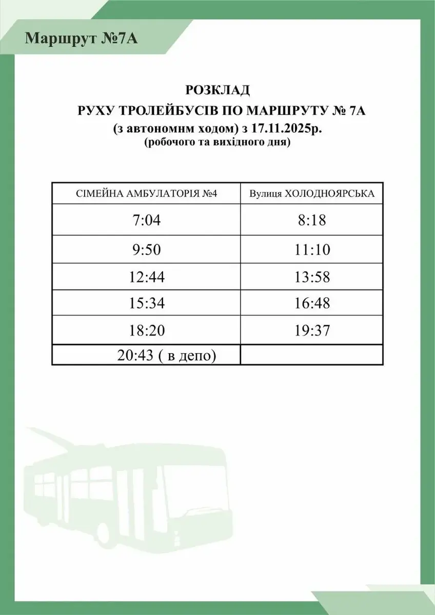 Розклад руху тролейбусів у Кропивницькому 